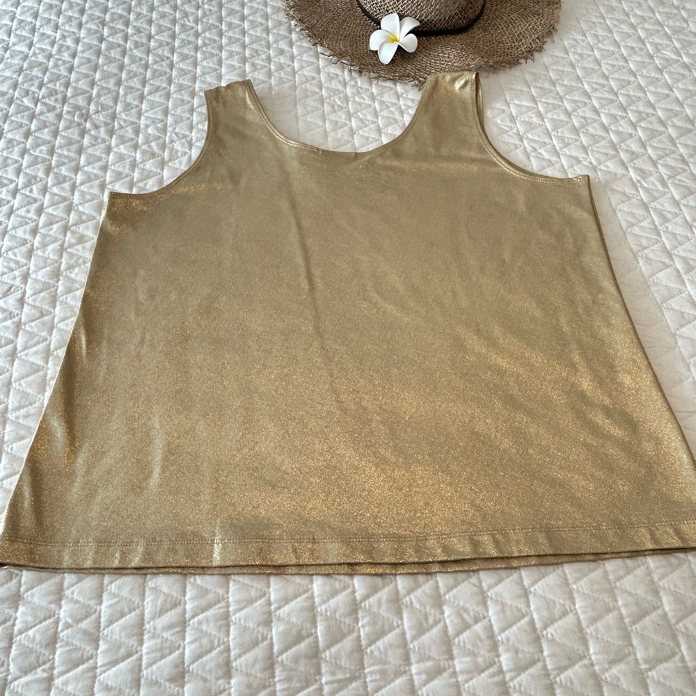 Chico’s XL Gold Stretch Tank Top Size 3 - Picture 6 of 9